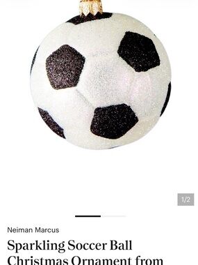 Neiman Marcus White and Black Sparkle Soccer Ball Ornament